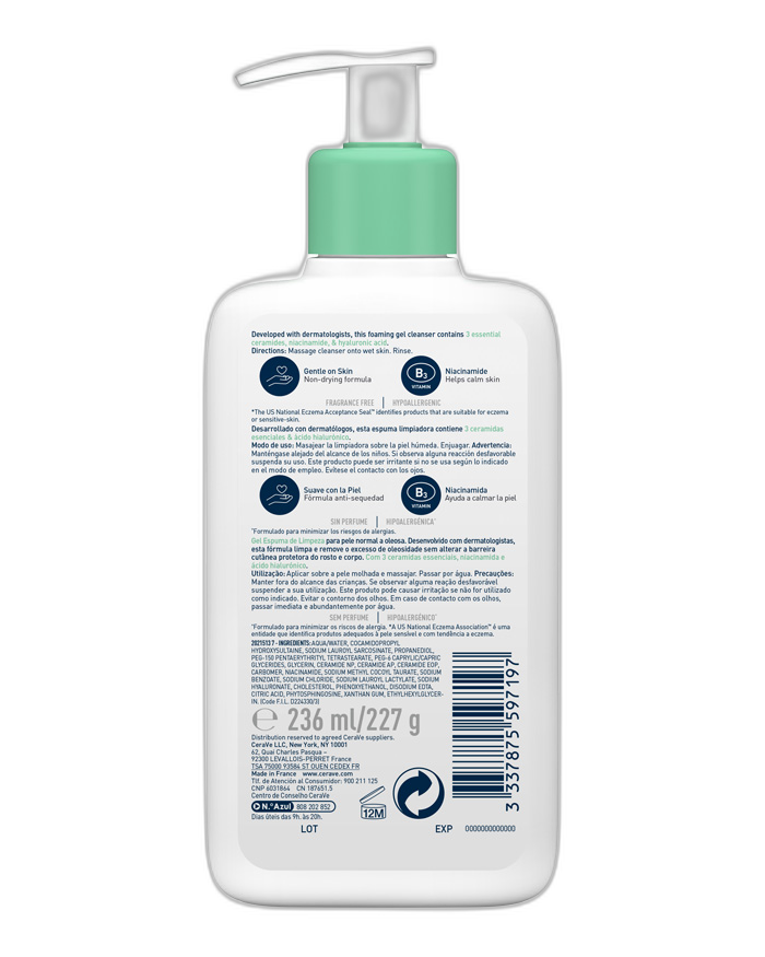 CeraVe Gel Limpiador Espumoso 236 ml