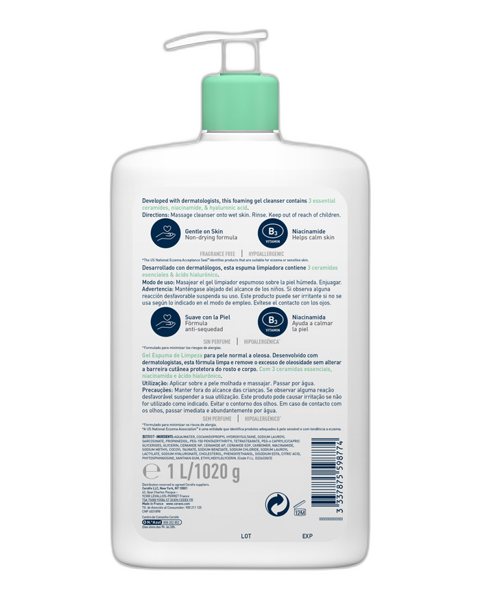 CeraVe Gel Limpiador Espumoso 1 L