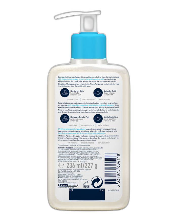 CeraVe Limpiador Anti-rugosidades con Ácido Salicílico 236 ml