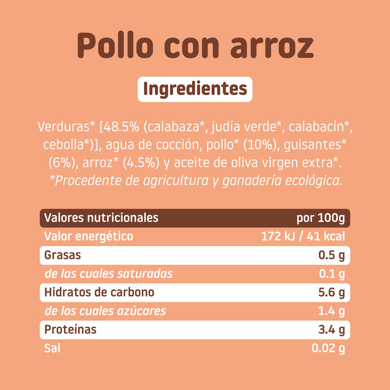 Smileat Tarrito de Pollo con Arroz y Guisantes 230 gr