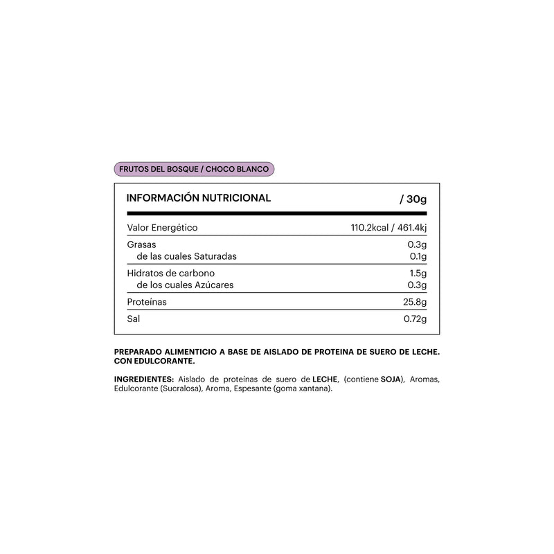 Be Levels Whey Isolated Protein 750 gr Frutos Del Bosque / Choco Blanco